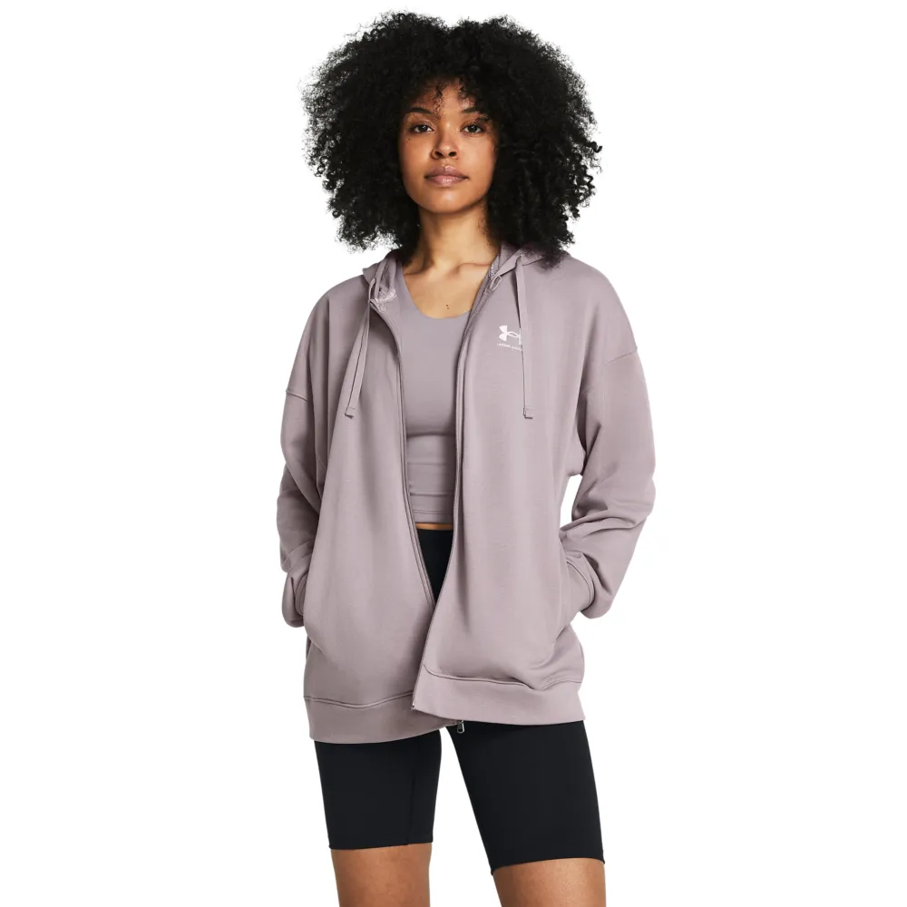 【UNDER ARMOUR】Rival Terry OS 連帽長袖套頭衫 女 帽T 粉色-1382736-015 歷史價格詳細信息