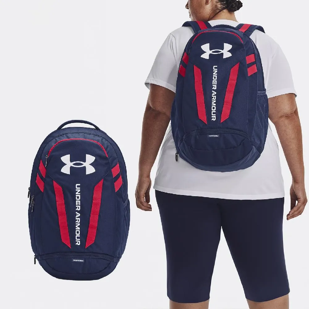 Under Armour 安德瑪 後背包 Hustle 5 Backpack 藍 紅 防潑水 15吋 筆電包 運動包 UA 1361176409 歷史價格詳細信息