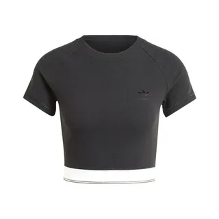 adidas 短袖上衣 短版 黑白 女款 V領 三葉草 三線 棉質 Crop Top  【ACS】 HC2040 歷史價格詳細信息