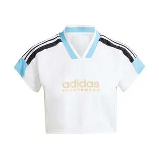 Adidas W TIRO NP CRO T IZ2083 女 短版 短袖 上衣 足球風 V領 休閒 修身 白藍 歷史價格詳細信息