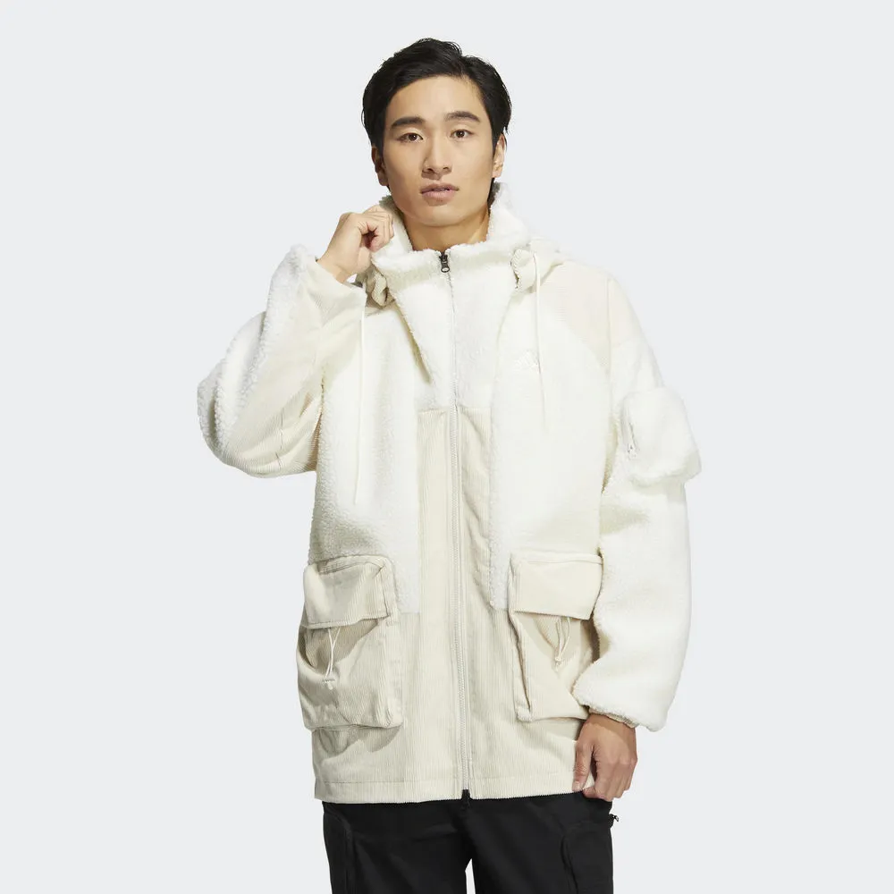 【ADIDAS】ST PATCH KNJKT 休閒外套 男  拼接 羊羔毛 燈芯絨 紫紅-HN9018 歷史價格詳細信息