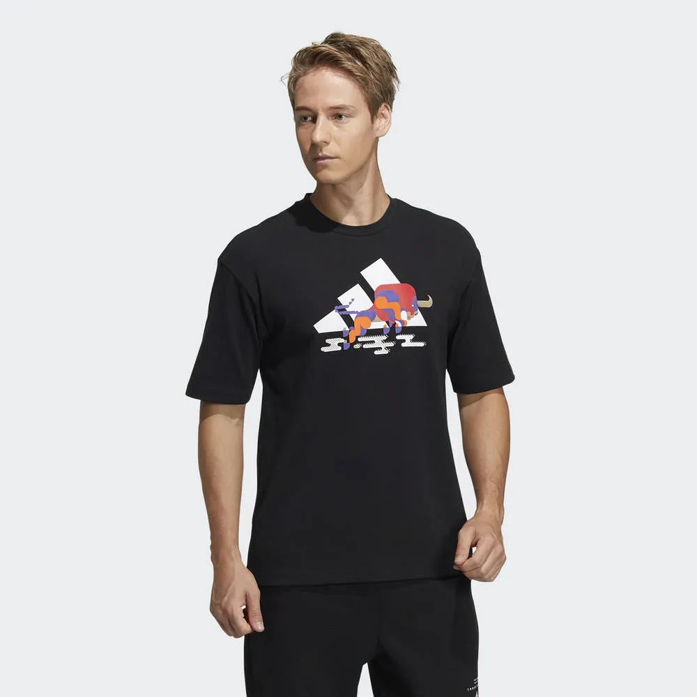 Adidas CNY GFX T 男 黑白 牛年 休閒 短袖 GQ0888 GP1835 歷史價格詳細信息