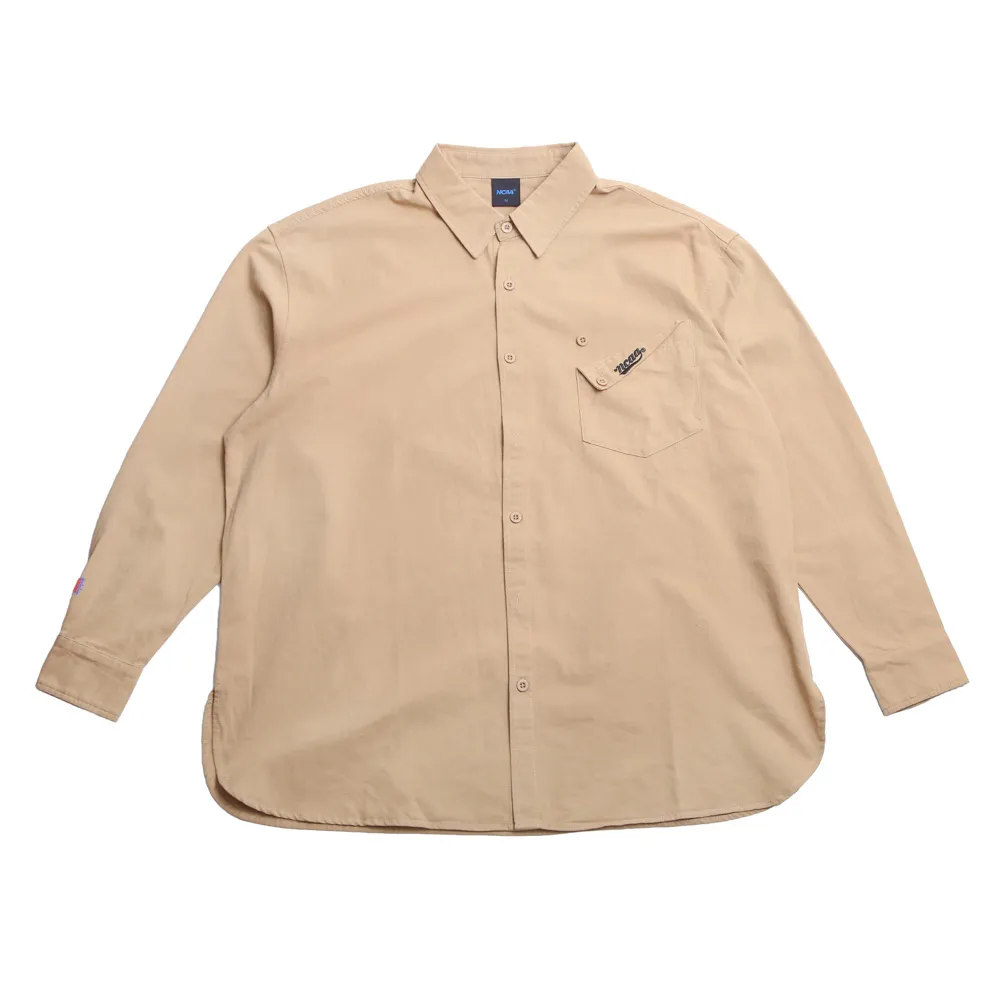 NCAA 落肩LOGO襯衫【73551471】長袖 正裝 繡花 立領 外搭 oversize 棉T 歷史價格詳細信息