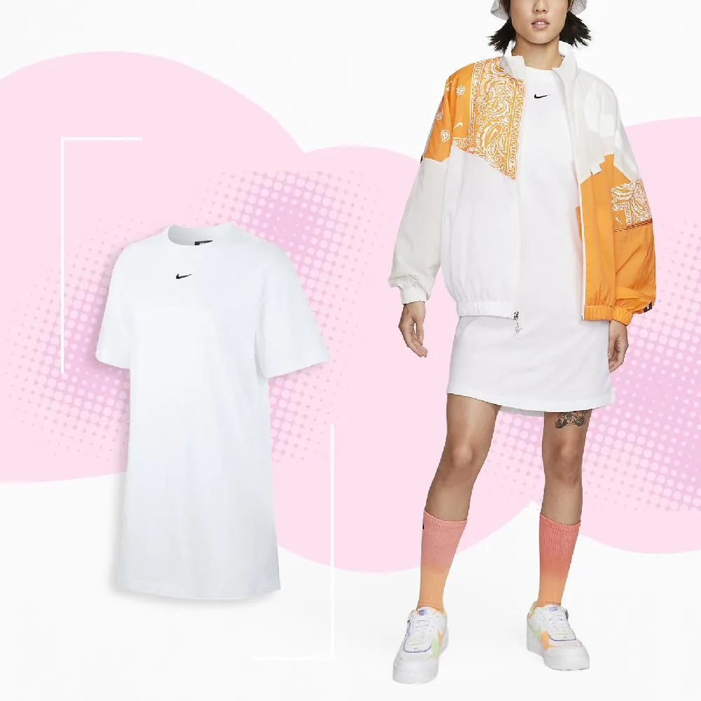 Nike 連身裙 NSW Essential 白 女款 純棉 長版上衣 小洋裝 短袖 寬鬆 DV7883-100 歷史價格詳細信息