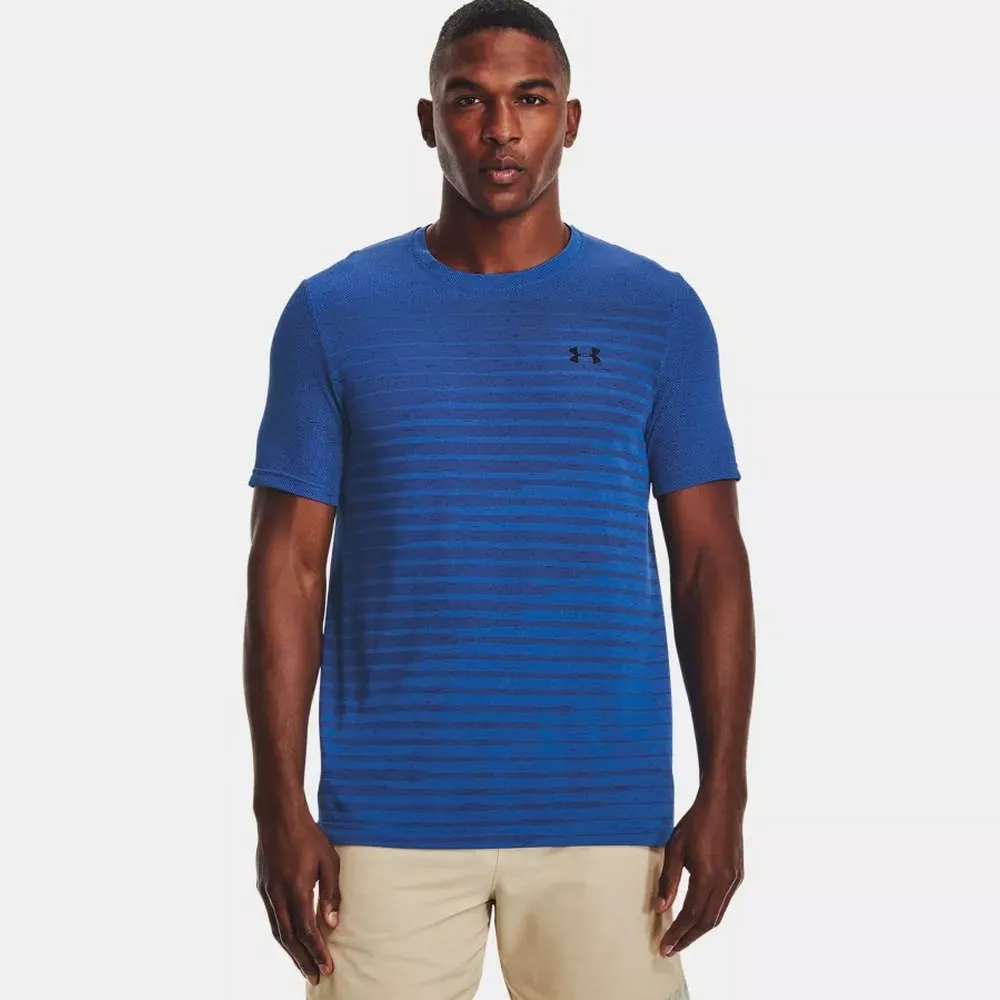 Under Armour 短袖上衣 Seamless Grid 男 1376921-433 水藍 歷史價格詳細信息