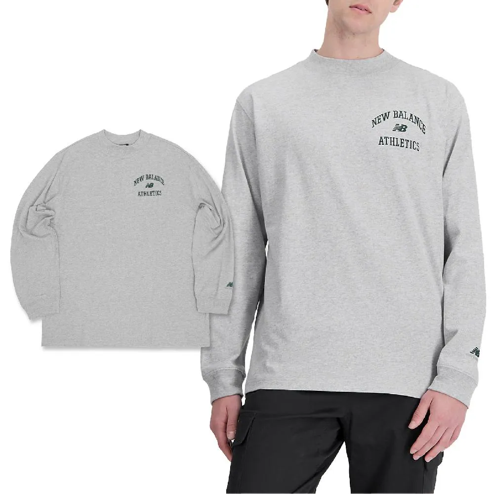 NEW BALANCE 大學T NB 灰 綠LOGO 休閒 長袖上衣 男 AMT33550AG 歷史價格詳細信息