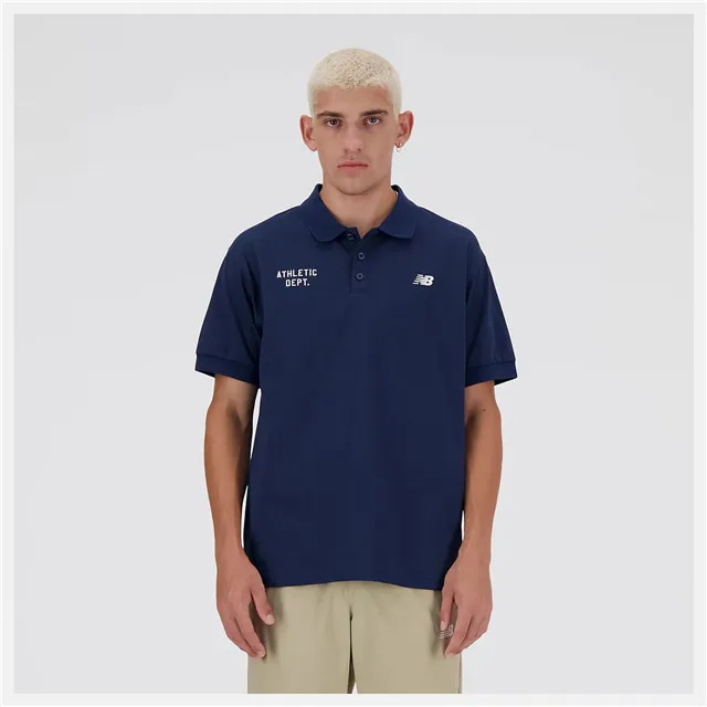 New Balance 男 POLO衫 上衣 短袖 運動 休閒 美規 寬鬆 舒適 藍 MT41513NNY 歷史價格詳細信息