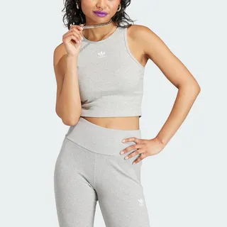 Adidas Rib Tank [IJ8257] 女 短版 背心 亞洲版 經典 三葉草 休閒 復古 羅紋 修身 白 歷史價格詳細信息