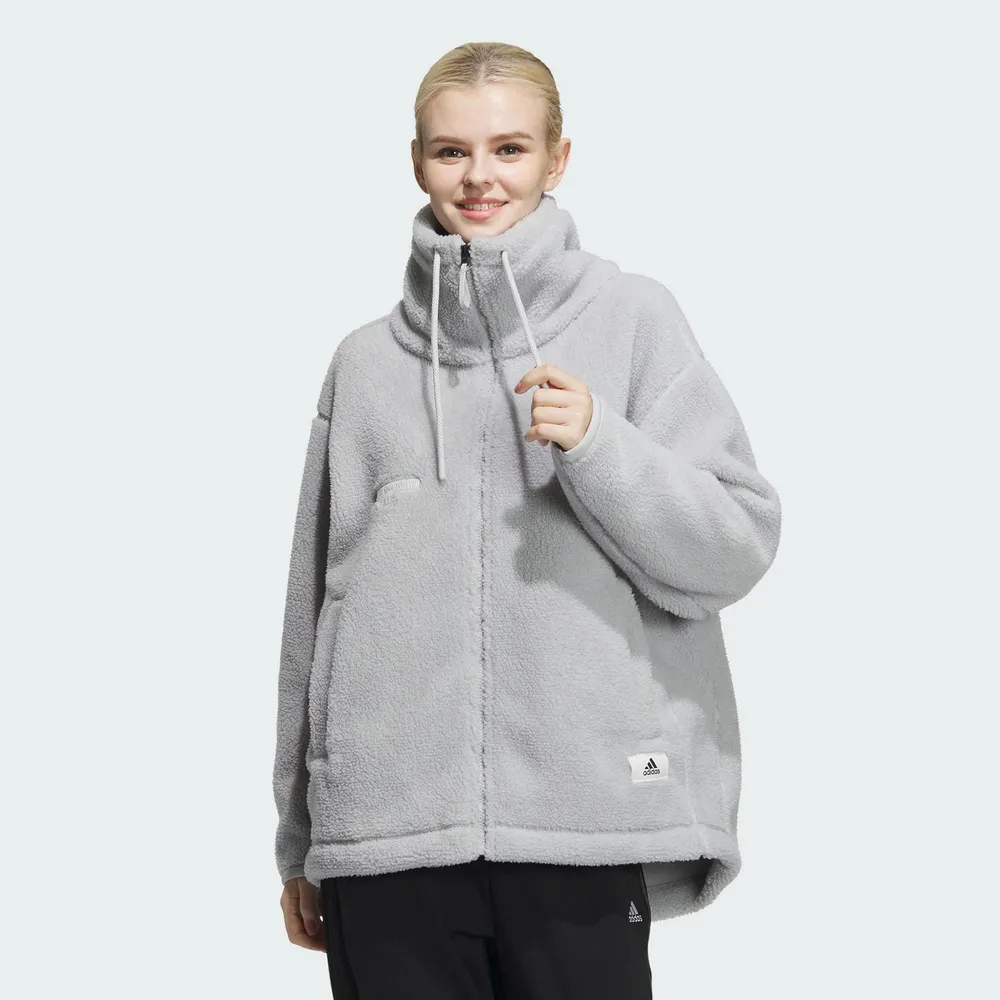 Adidas Lounge Boa [IP7059] 女 立領 外套 亞洲版 運動 訓練 休閒 抓絨 保暖 冬季 米白 歷史價格詳細信息