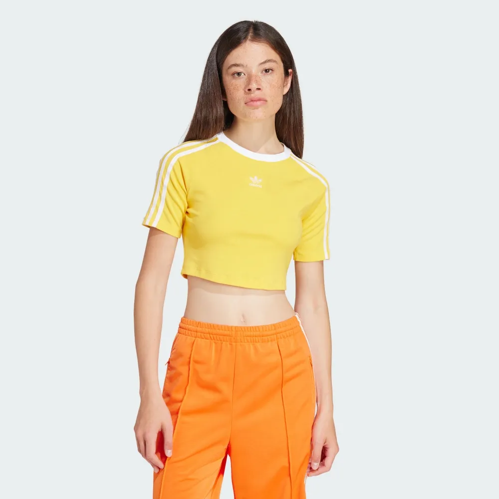 Adidas 3 S Baby Tee [IP0659] 女 短版 短袖 上衣 運動 休閒 復古 三葉草 修身 淺果綠 歷史價格詳細信息