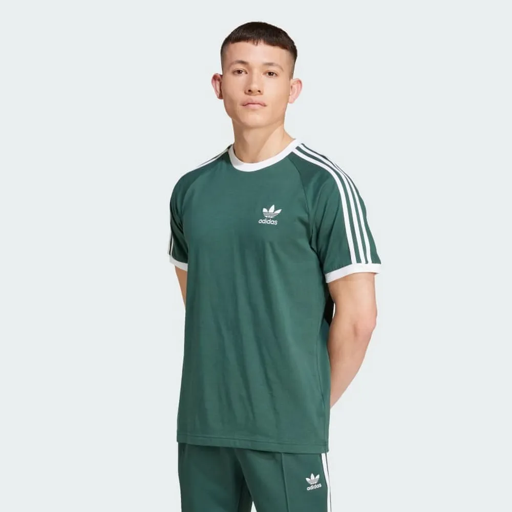 Adidas 3-Stripes Tee [IY8720] 男 短袖 上衣 經典 復古 休閒 修身 棉質 撞色 礦物綠 歷史價格詳細信息