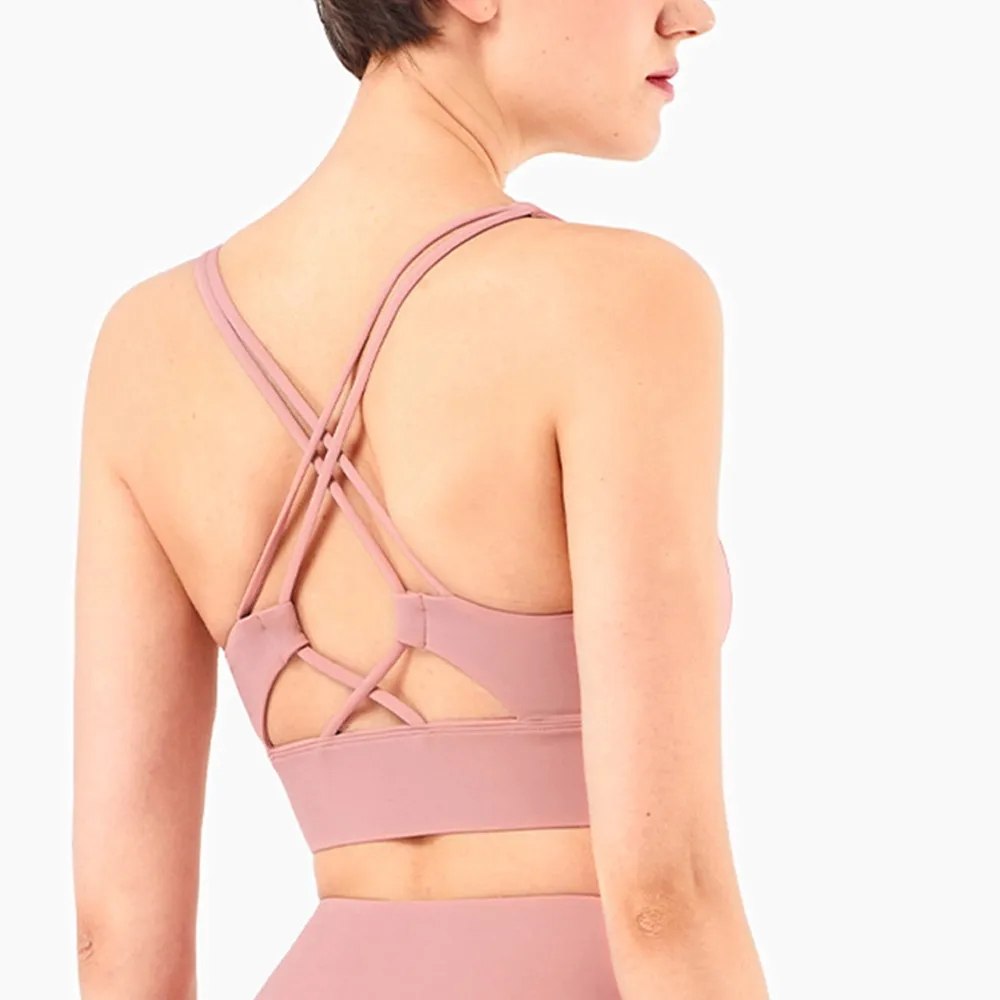 【OLRUN】健身跑步瑜珈運動內衣 彈力雙織美背防震 卡其色 歷史價格詳細信息