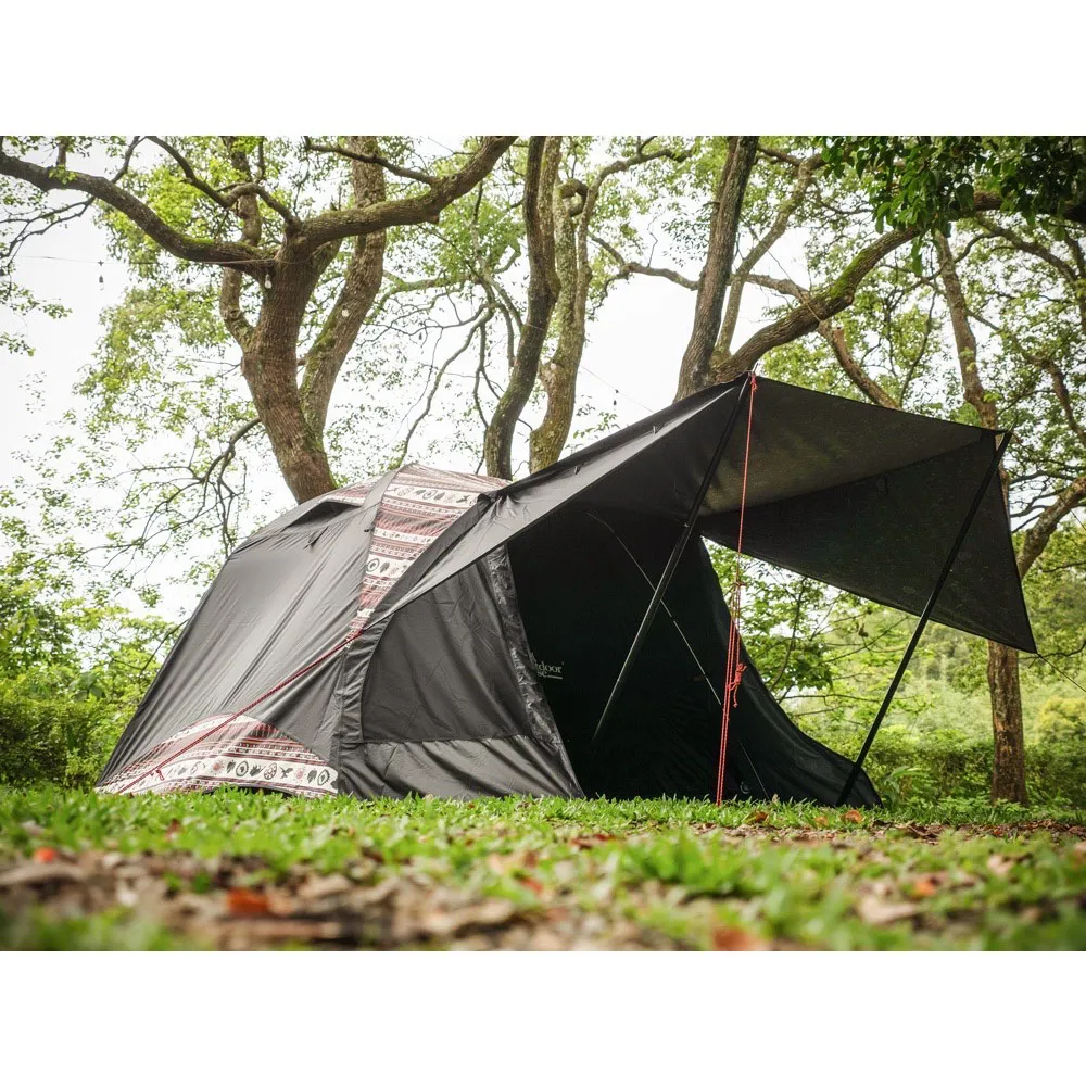 【OutdoorBase】彩繪天空 黑帳篷270超值組合（全覆蓋型祥雲專用地布）黑色/紅花-23458 歷史價格詳細信息