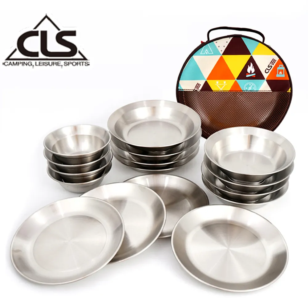 CLS 戶外野營不銹鋼餐盤16件組 露營野餐盤 附收納袋 歷史價格詳細信息