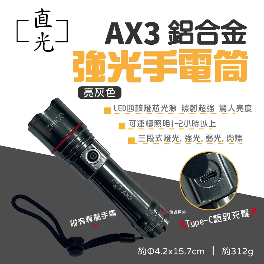 【ZHICO直光】AX3 強光手電筒(亮灰色) 鋁合金 價格比較,價格查詢,歷史價格詳細信息