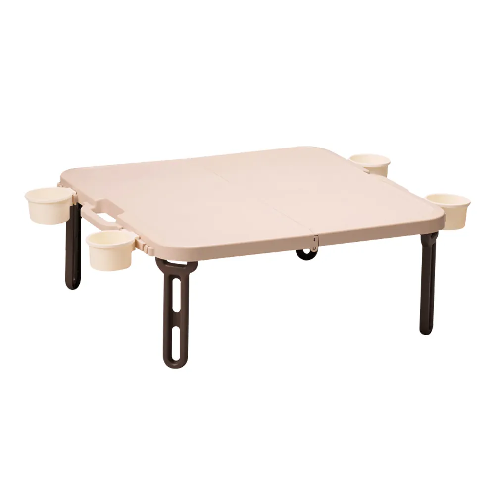 【日本Livewell】馬卡龍色系輕量便攜摺疊野餐桌(附杯架)(拿鐵) 歷史價格詳細信息