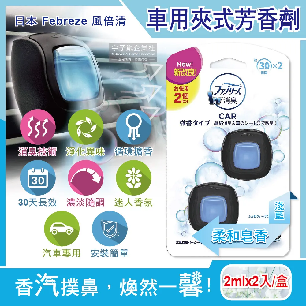 (2盒)日本風倍清-汽車空調專用夾式空氣芳香劑2.4mlx2入/盒 歷史價格詳細信息