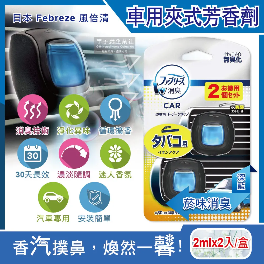 (2盒)日本風倍清-汽車空調專用夾式空氣芳香劑2.4mlx2入/盒 歷史價格詳細信息