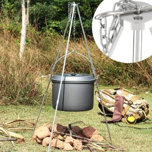 三腳吊鍋架 迷你三節燒烤爐支架 篝火架 野營 便攜吊鍋 露營野炊 BBQ 三角架 悠遊戶外 歷史價格詳細信息