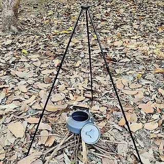 三腳吊鍋架 迷你三節燒烤爐支架 篝火架 野營 便攜吊鍋 露營野炊 BBQ 三角架 悠遊戶外 歷史價格詳細信息