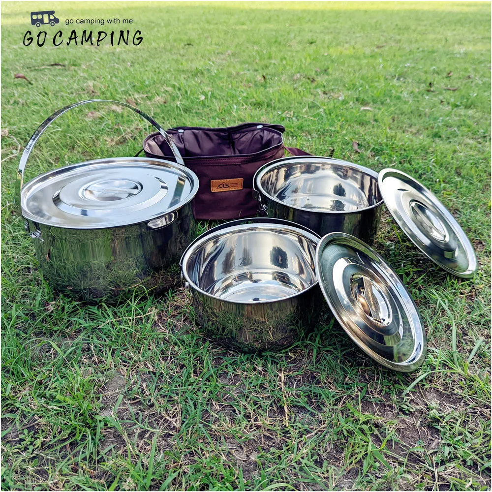 May Shop 【111083010】戶外登山304不銹鋼折疊把手鍋野營便攜煎鍋湯鍋 歷史價格詳細信息