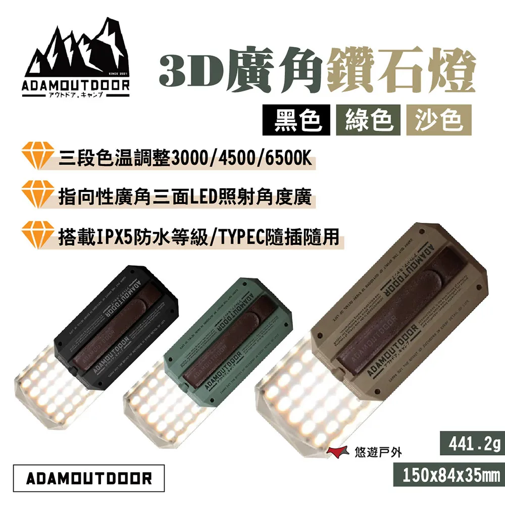 【ADAMOUTDOOR】3D廣角鑽石燈 露營燈 LED燈 防水燈 廣角燈 歷史價格詳細信息