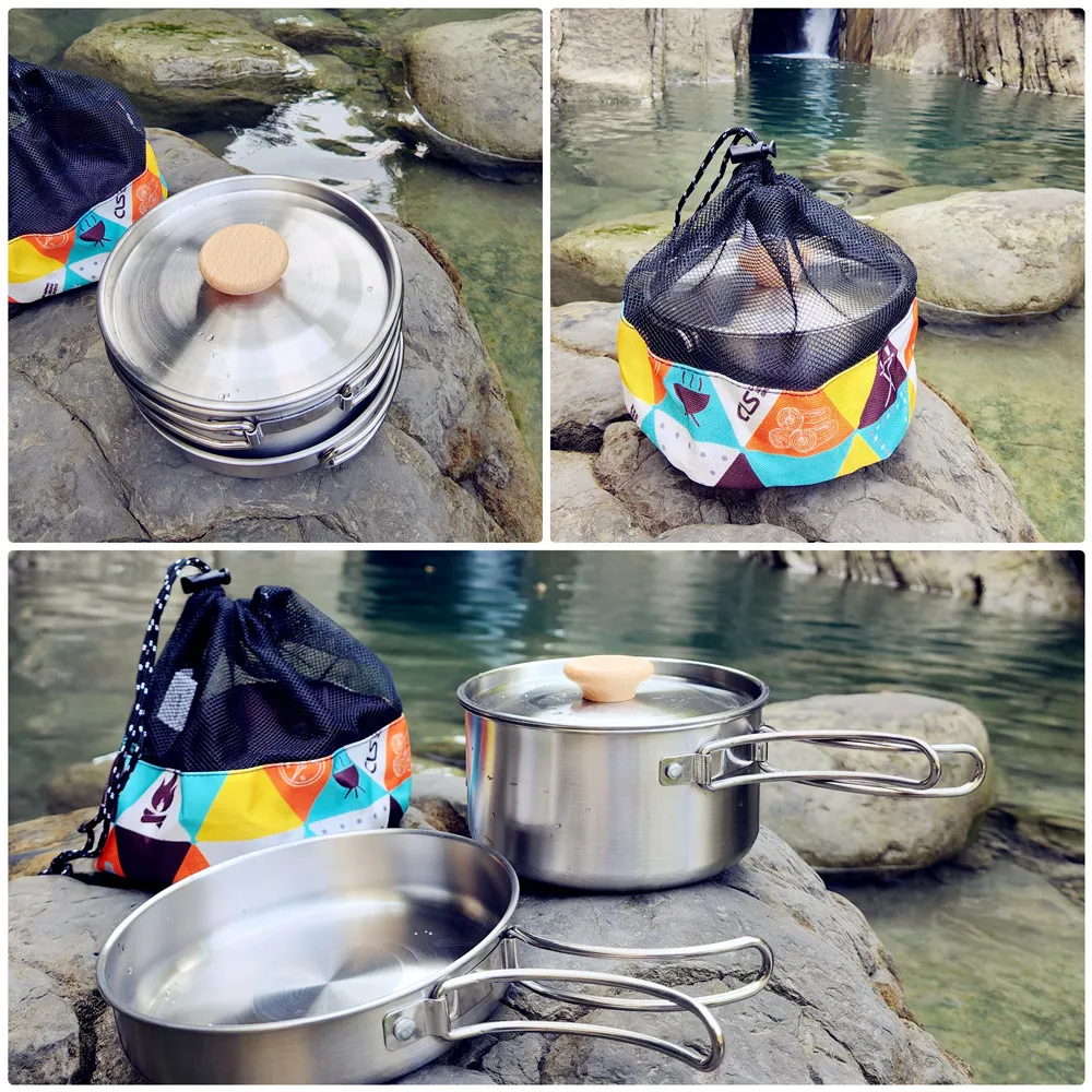 May Shop 【111083010】戶外登山304不銹鋼折疊把手鍋野營便攜煎鍋湯鍋 歷史價格詳細信息