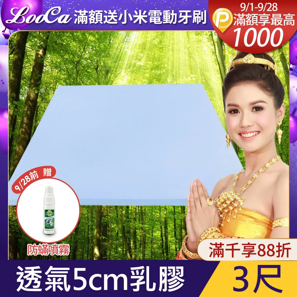LooCa 吸濕排汗5cm透氣+青白竹蓆冬夏兩用三折床墊(2色任選) 歷史價格詳細信息