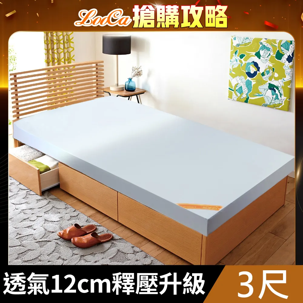 LooCa★釋壓12cm認證透氣排汗記憶床墊-單大 (藍色) 歷史價格詳細信息