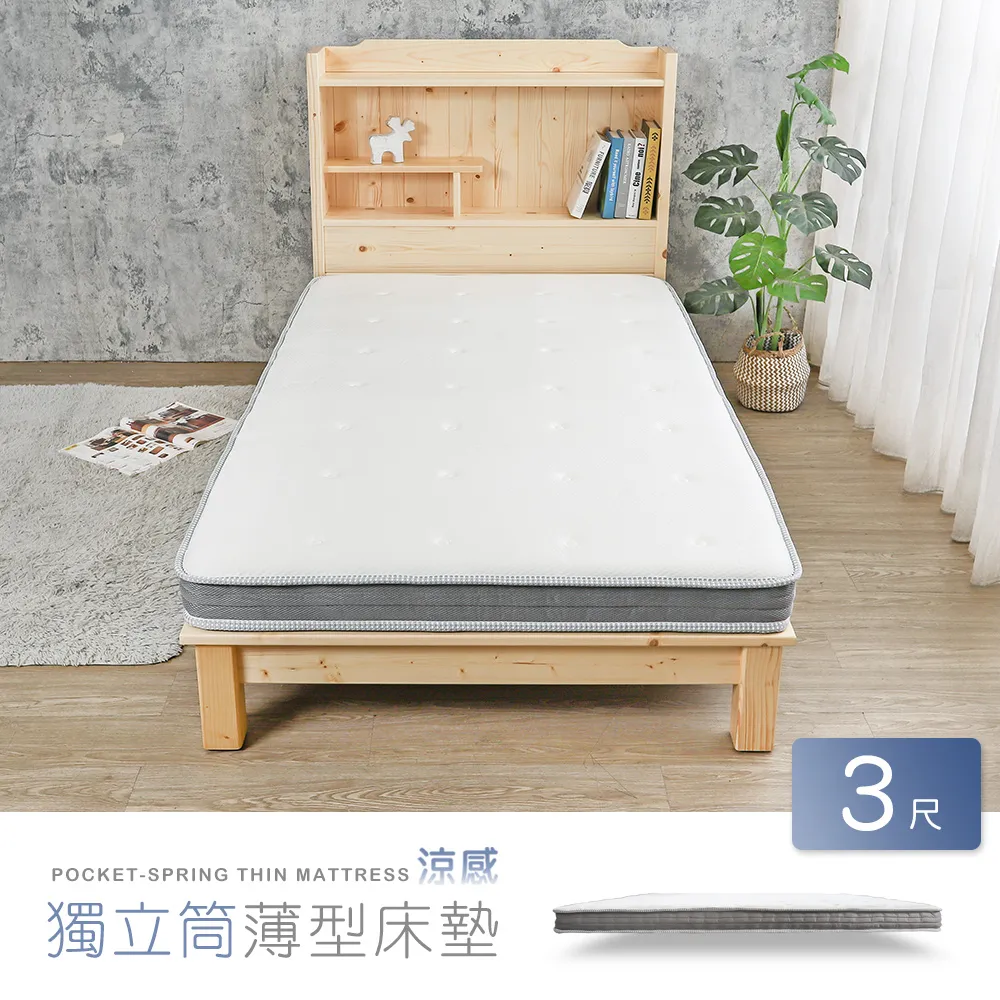 Boden-超薄型8cm獨立筒彈簧床墊-3.5尺加大單人(雙層床架適用)(不含床底) [免運費] 歷史價格詳細信息