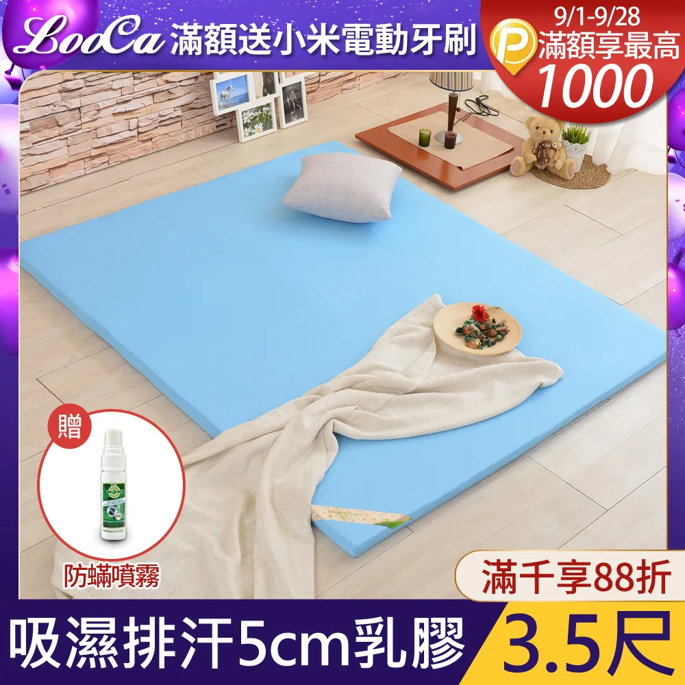 LooCa 吸濕排汗5cm透氣+青白竹蓆冬夏兩用三折床墊(2色任選) 歷史價格詳細信息