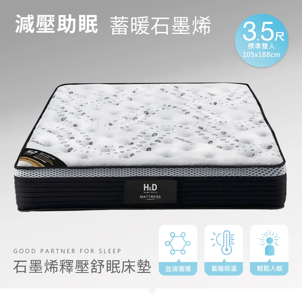 【H&D 東稻家居】石墨烯遠紅外線抗菌防螨獨立筒床墊-雙人5尺床墊 歷史價格詳細信息