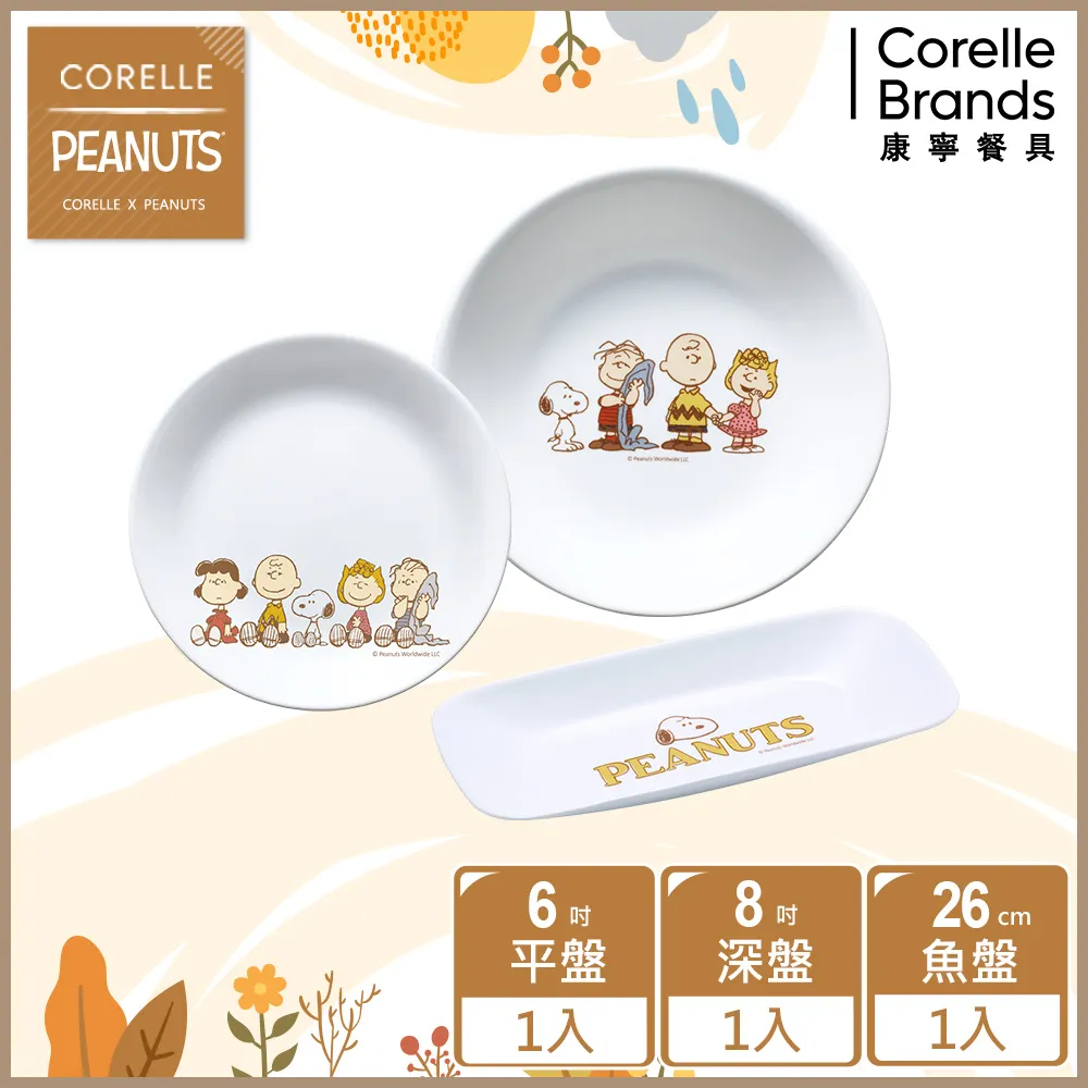 【美國康寧 CORELLE】SNOOPY兩件式餐盤(8吋平盤+深盤)-三個款式 歷史價格詳細信息