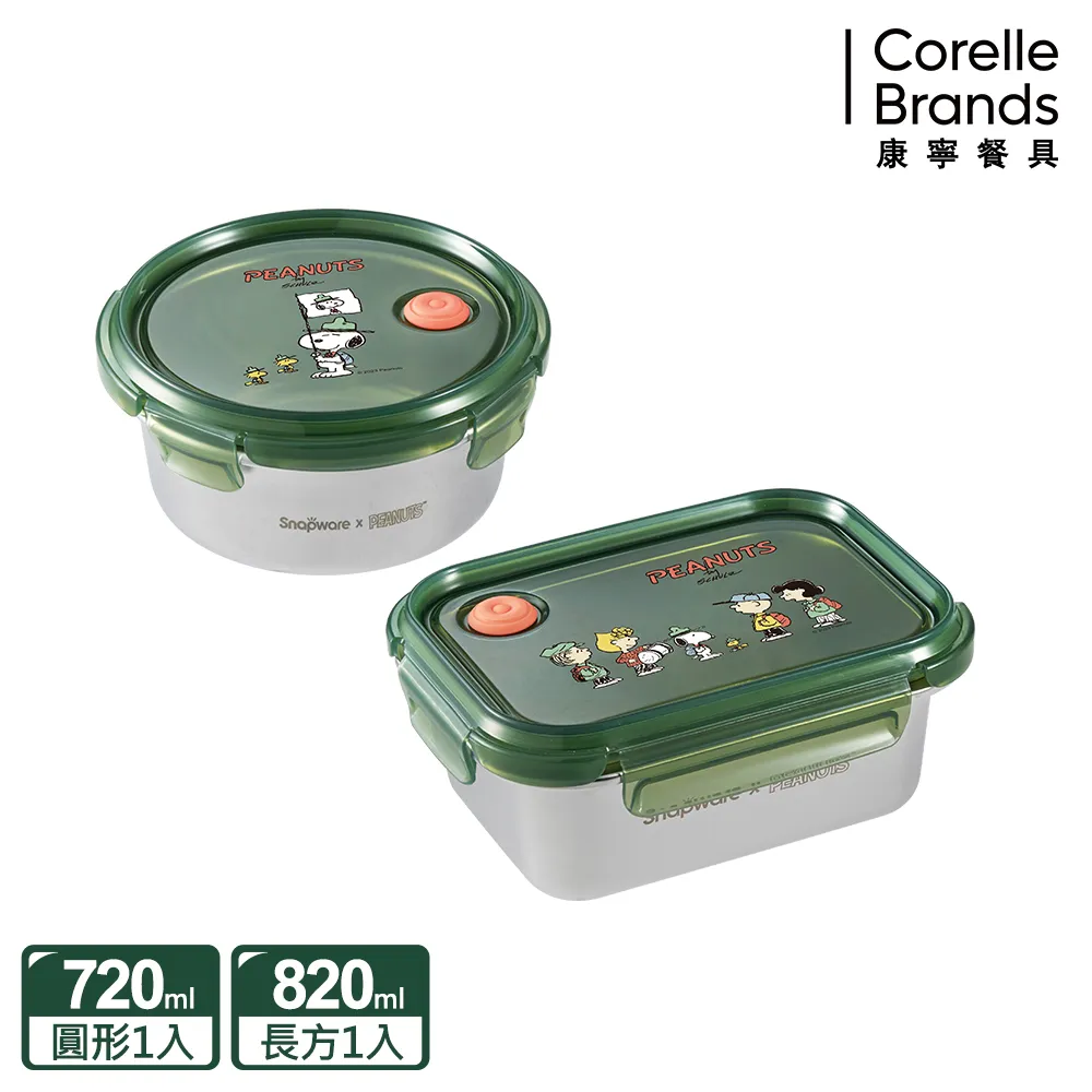 【Snapware 康寧密扣】SNOOPY露營趣不鏽鋼保鮮盒兩入組(長方820ML+1250ML) 歷史價格詳細信息