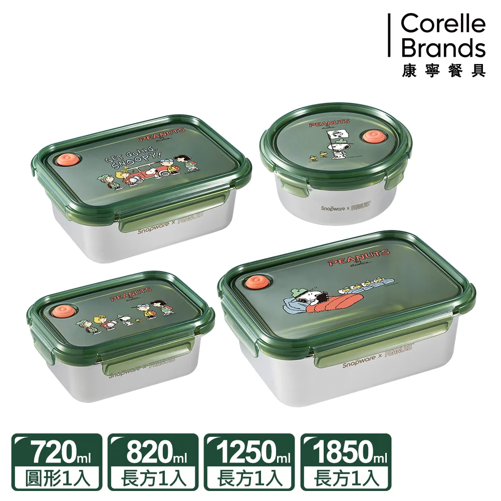 【Snapware 康寧密扣】SNOOPY露營趣不鏽鋼保鮮盒兩入組(長方820ML+1250ML) 歷史價格詳細信息