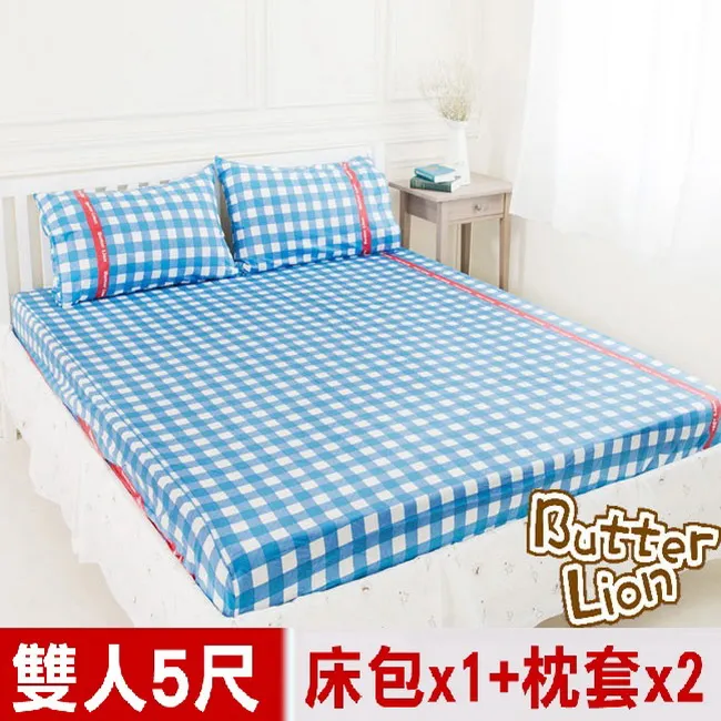 【奶油獅】格紋系列-台灣製造-100%精梳純棉床包三件組(黑)－雙人特大7尺 歷史價格詳細信息