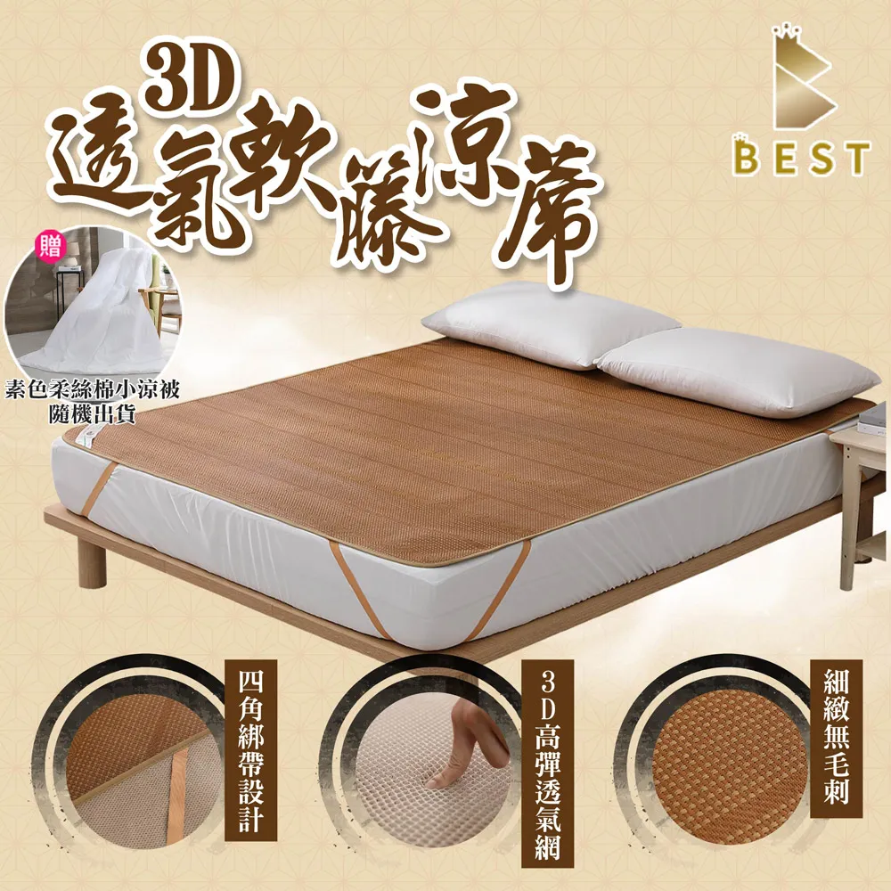 【BEST 貝思特】3D透氣軟藤涼蓆/3D加厚款 單人加大3.5尺 台灣製 歷史價格詳細信息