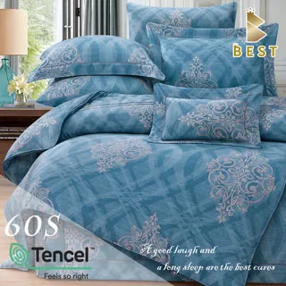 特大_60支頂級天絲兩用被床包組/100%TENCEL 蘿蔓菲-藍 歷史價格詳細信息
