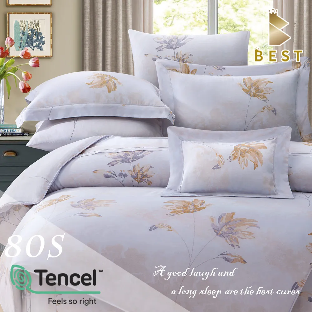 【BEST寢飾】100%純天絲80支  雙人5尺 八件式鋪棉床罩組 薇兒丹-藍 歷史價格詳細信息