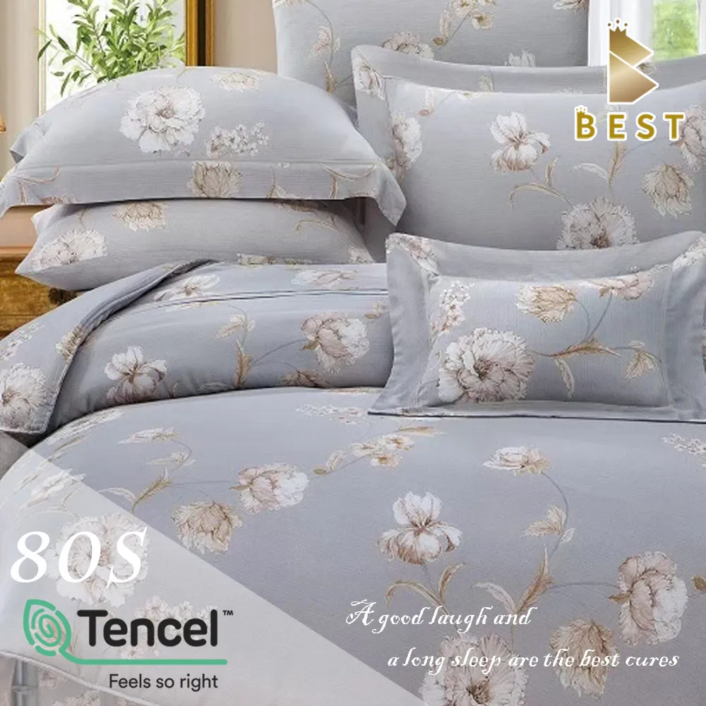 【BEST寢飾】100%純天絲80支  雙人5尺 八件式鋪棉床罩組 薇兒丹-藍 歷史價格詳細信息