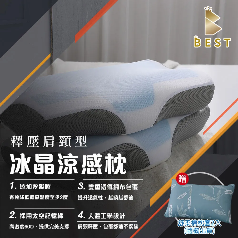 【BEST貝思特】冰晶涼感記憶枕1入 冷暖雙面型 枕頭 枕芯 歷史價格詳細信息