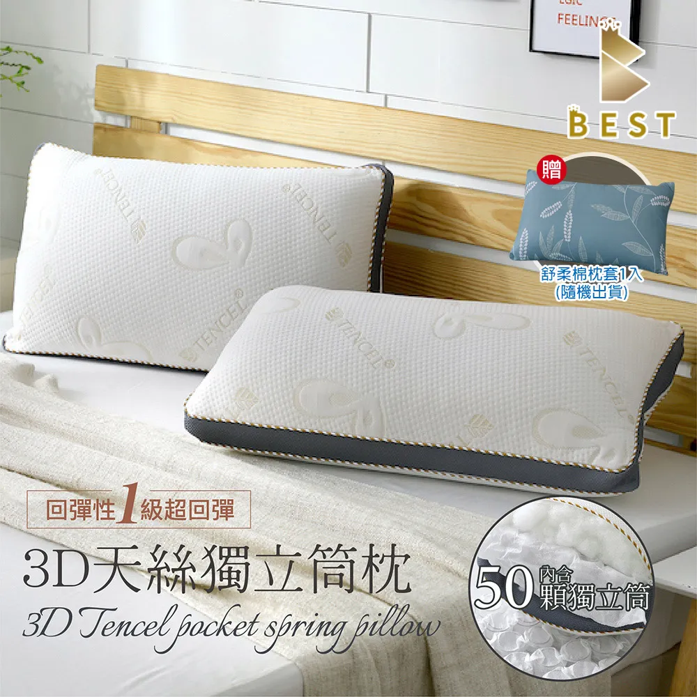 【BEST貝思特】3D天絲獨立筒枕1入(TENCEL 台灣製造 枕頭) 價格比較,價格查詢,歷史價格詳細信息