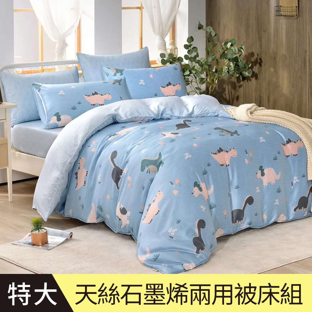 【Betrise海洋恐龍】雙人 C量能系列 100%奧地利天絲™光淬石墨烯四件式兩用被床包組 歷史價格詳細信息