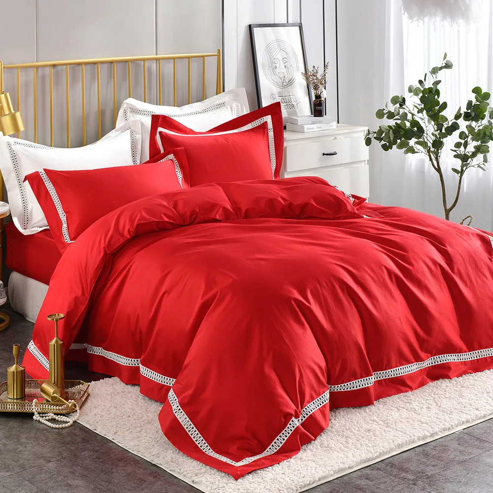 【Betrise錦葵紅】鏤空系列 加大 頂級300織100%精梳長絨棉素色刺繡四件式被套床包組 歷史價格詳細信息