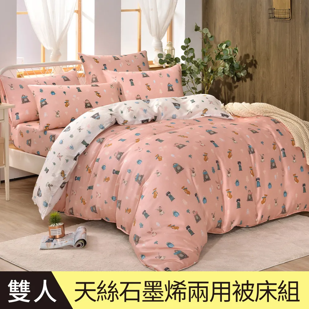 【Betrise甜時光-粉】雙人 C量能系列 100%奧地利天絲™光淬石墨烯四件式兩用被床包組 歷史價格詳細信息