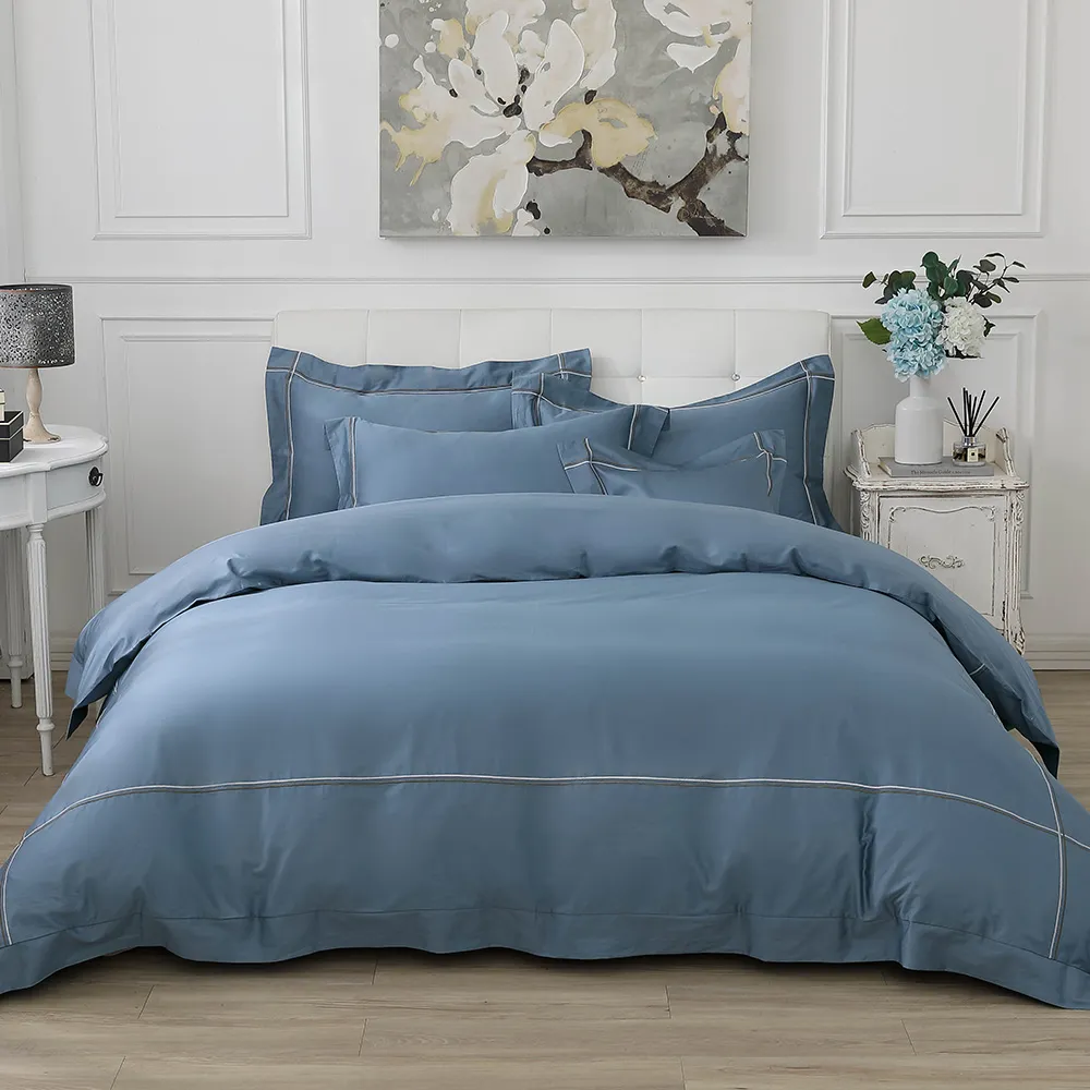 鴻宇 100%精梳棉 純色刺繡 迷霧藍 雙人四件式薄被套床包組 價格比較,價格查詢,歷史價格詳細信息