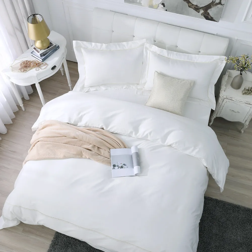 鴻宇 100%精梳棉 純色刺繡 迷霧藍 雙人四件式薄被套床包組 歷史價格詳細信息