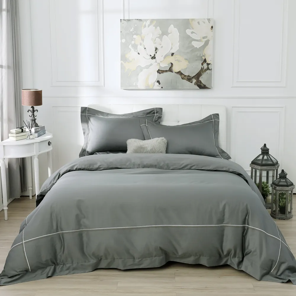 鴻宇 100%精梳棉 純色刺繡 氣質灰 雙人四件式兩用被套床包組 歷史價格詳細信息