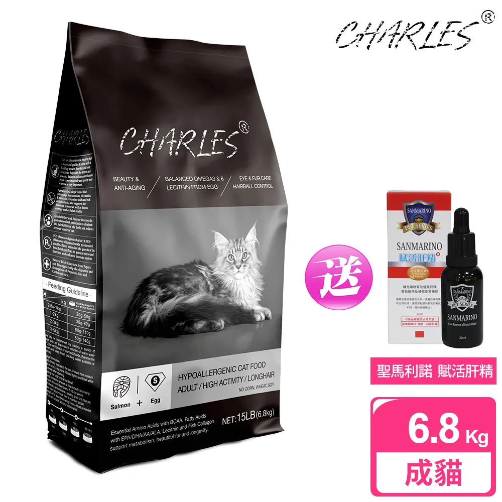 【CHARLES】查爾斯低敏貓糧 1.5kg 活力成貓-能量貓 (鮭魚+雙鮮凍乾) 歷史價格詳細信息
