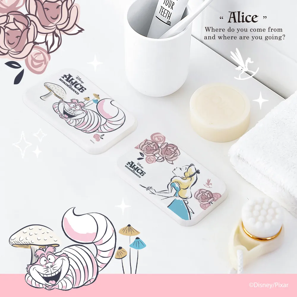 迪士尼Disney 愛麗絲珪藻土吸水洗漱墊 牙刷架 24x8cm【收納王妃】 歷史價格詳細信息